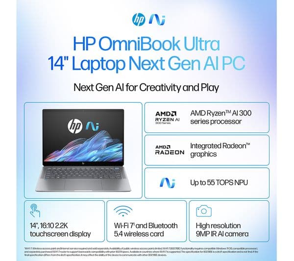 HP OmniBook Ultra 14" Laptop - AMD Ryzen AI 9, 1 TB SSD, Silver - Image 3