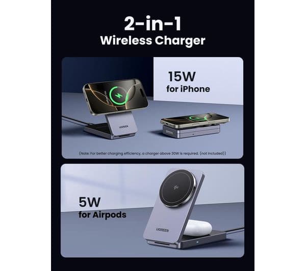 Ugreen MagFlow Qi2 Wireless Charger Grey - Image 5