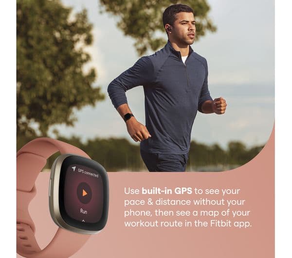 FITBIT Versa 3 Smart Watch with Alexa & Google Assistant - Pink Clay & Soft Gold - Image 2
