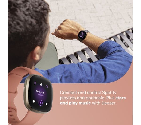 FITBIT Versa 3 Smart Watch with Alexa & Google Assistant - Pink Clay & Soft Gold - Image 5