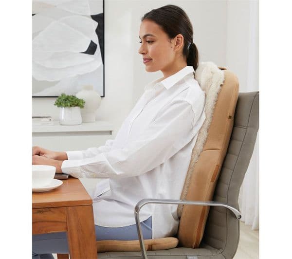 SHARPER IMAGE Shiatsu Back Massage Seat Topper - Cream & Brown - Image 2