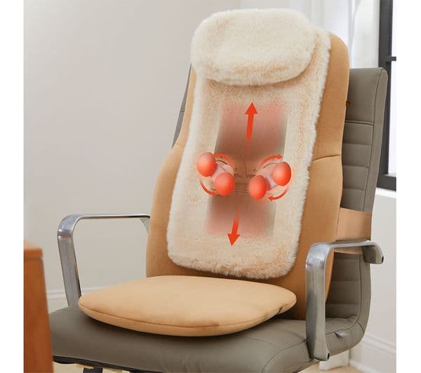 SHARPER IMAGE Shiatsu Back Massage Seat Topper - Cream & Brown - Image 3
