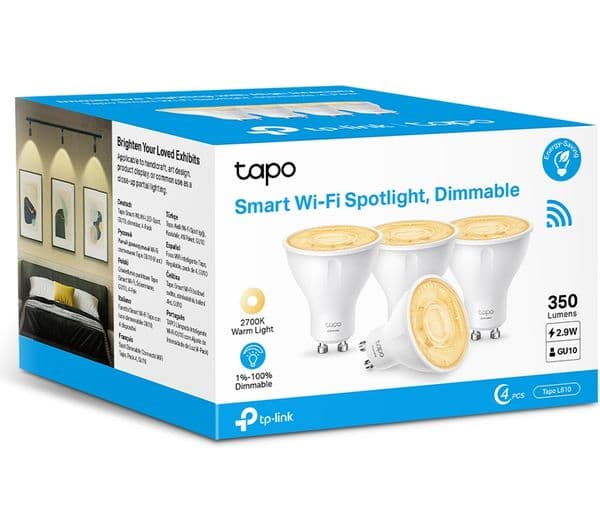 TP-LINK Tapo L610 Smart Spotlight Bulb - Warm Light, GU10, Pack of 4 - Image 4