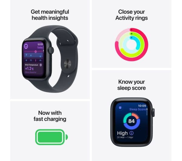 Apple Watch SE 3 GPS Cellular 40mm Midnight Aluminium Case with Midnight Sport Band M/L - Midnight - Image 3
