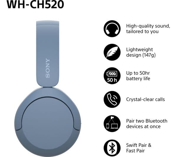 Sony WH-CH520L Headphones Blue - Image 5