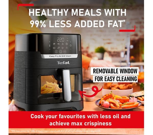 TEFAL Easy Fry and Grill Vision EY506840 Air Fryer & Grill - Black - Image 4