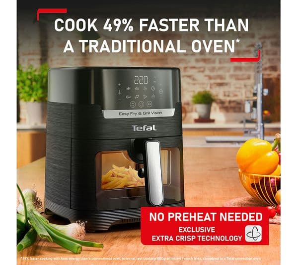 TEFAL Easy Fry and Grill Vision EY506840 Air Fryer & Grill - Black - Image 6
