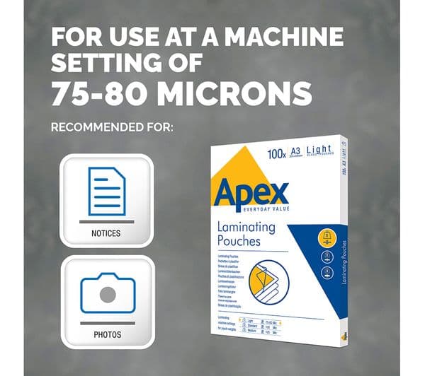 FELLOWES Apex Light 6001901 150 Micron A3 Laminating Pouches - Pack of 100 - Image 3