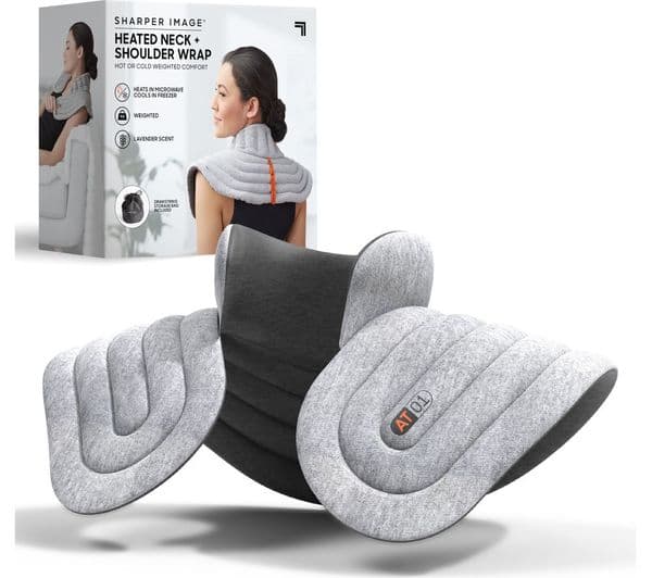 SHARPER IMAGE Neck & Shoulder Heated Wrap - Grey - Image 4