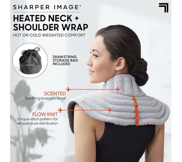 SHARPER IMAGE Neck & Shoulder Heated Wrap - Grey - Image 6
