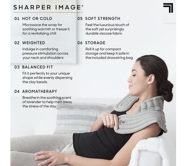 SHARPER IMAGE Neck & Shoulder Heated Wrap - Grey - Image 8