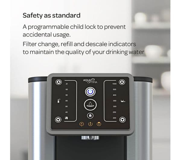 AQUA OPTIMA AUH011 Aurora Hot Filtered Water Dispenser - Silver & Black - Image 4