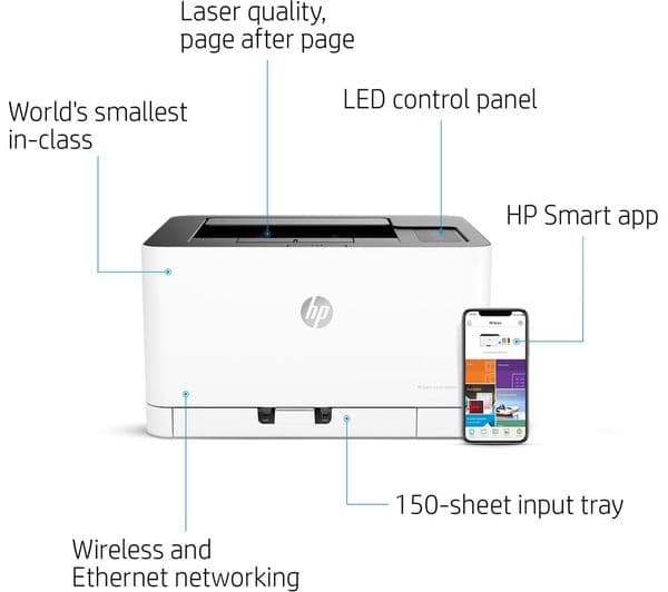 HP Colour Laser 150nw AirPrint Wireless Laser Printer - Image 3