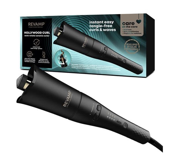 REVAMP Hollywood Curl Auto-Rotate Ceramic Curler - Black - Image 1