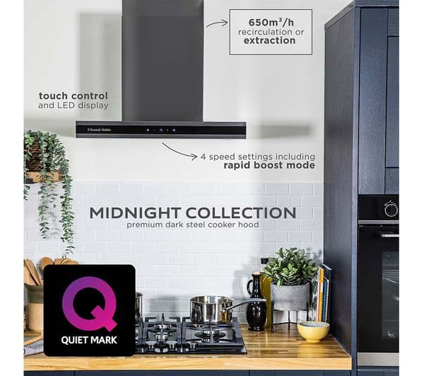 RUSSELL HOBBS RHGCH603DS Midnight Collection Chimney Cooker Hood - Dark Steel - Image 10