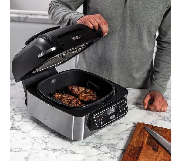 Ninja Foodi AG301UK 5-in-1 Health Grill & Air Fryer - Black & Brushed Steel - Image 4