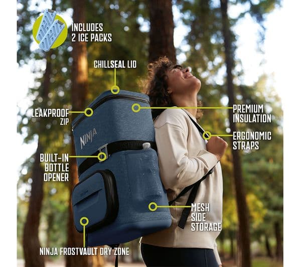 Ninja FrostVault Go FF124EUUKNV 17L Backpack Soft Cooler - Lakeshore Blue - Image 6