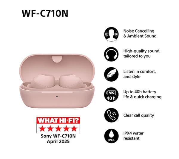 SONY WF-C710N Earbuds Pink - Image 6