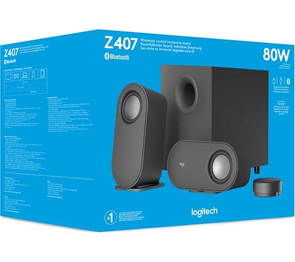 LOGITECH Z407 2.1 Wireless PC Speakers - Black - Image 2
