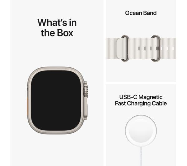 APPLE Watch Ultra Cellular  Ocean Band, 49 mm - Titanium White  - Image 8