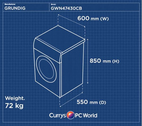 GRUNDIG GWN47430CB Washing Machine - Black - Image 6