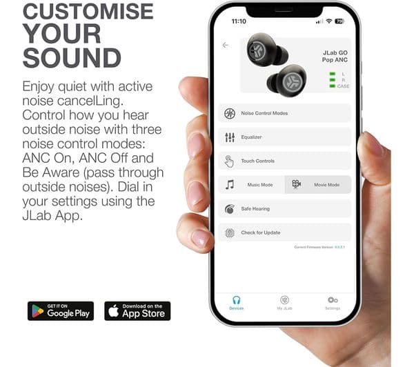 JLab Go Pop ANC Earbuds Black - Image 8