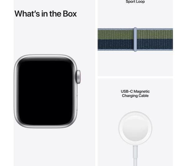 APPLE Watch SE Cellular - Silver Aluminium with Abyss Blue & Moss Green Sports Loop, 40 mm - Image 8