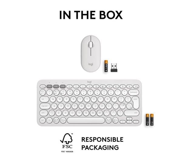 Logitech Pebble 2 MK380 Wireless Keyboard Mouse Set White - Image 10