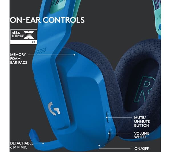 LOGITECH G733 LIGHTSPEED Wireless Gaming Headset - Blue - Image 5