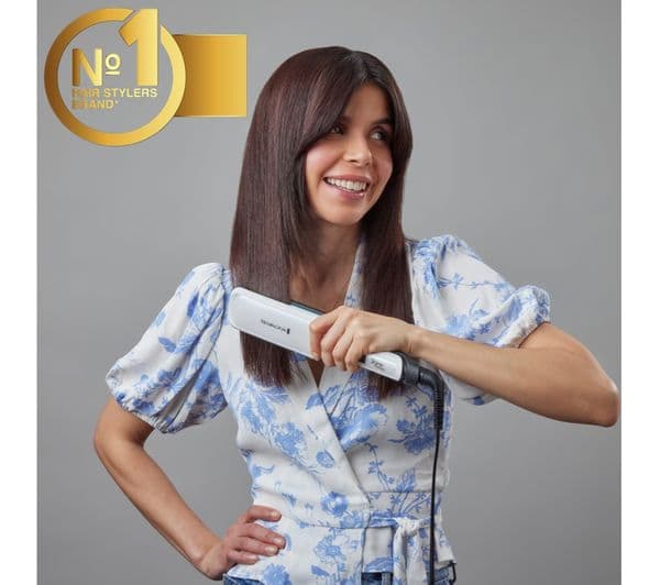 REMINGTON Shine Therapy S8550 Hair Straightener - White & Blue - Image 10