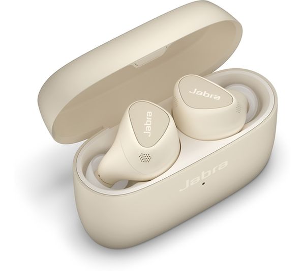 JABRA Elite 5 Wireless Bluetooth Noise-Cancelling Earbuds - Gold Beige - Image 2