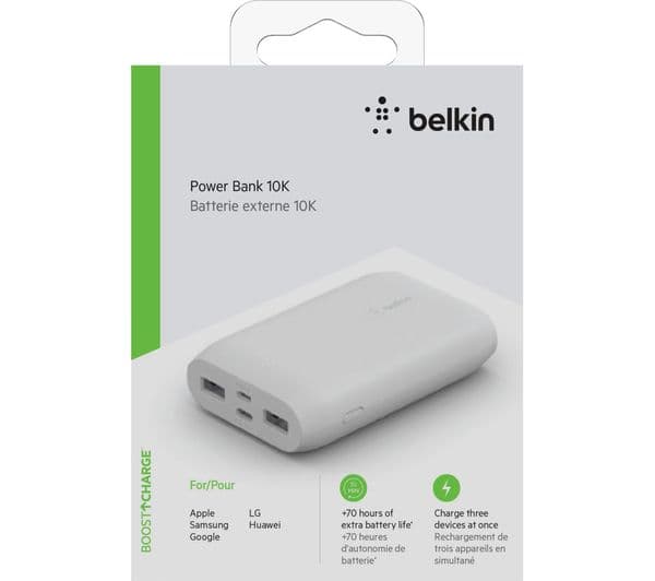 BELKIN F8J267btWHT 10000 mAh Portable Power Bank - White - Image 2
