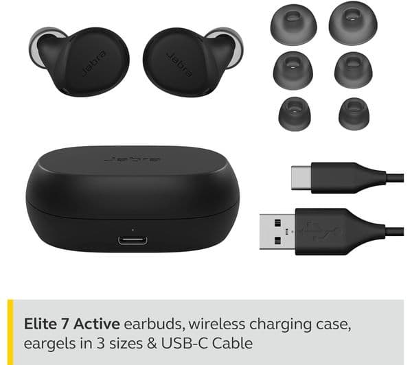 JABRA Elite 7 Active Wireless Bluetooth Noise-Cancelling Earbuds - Black - Image 7