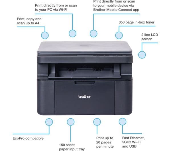 BROTHER DCP-L1640DW Monochrome All-in-One Wireless Laser Printer - Image 3
