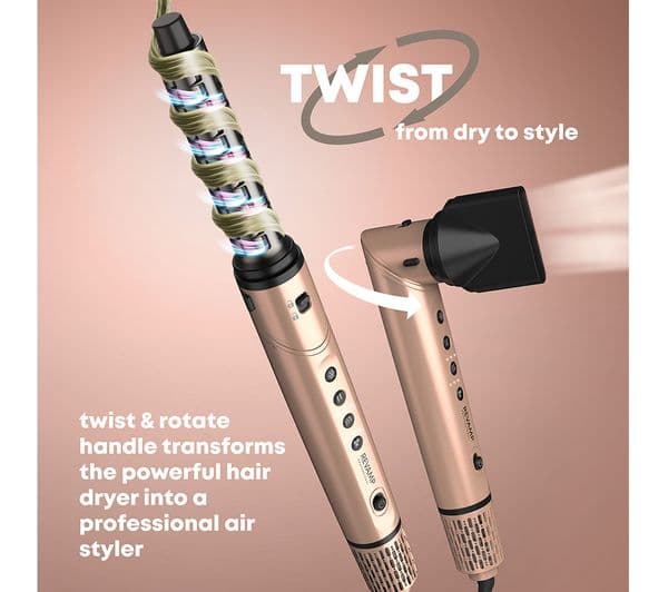 REVAMP Dynamic Radiance Pro Blow Dry 7-in-1 Ionic ​Air Styler - Gold - Image 2