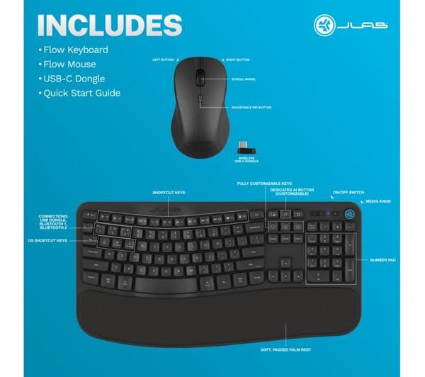 JLAB Flow Wireless Keyboard Mouse Set - Image 2