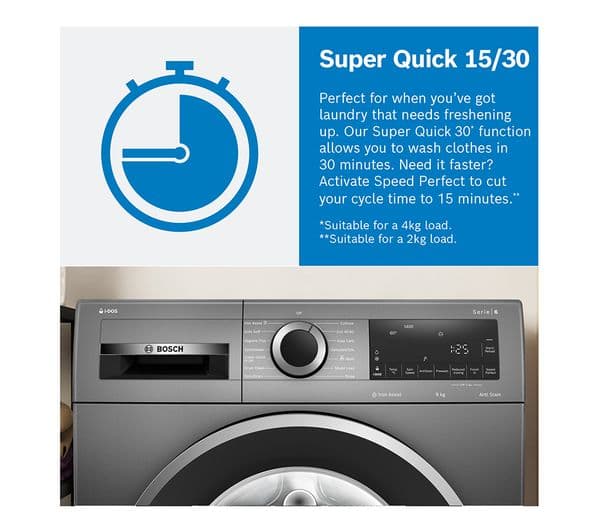 BOSCH Series 6 WGG244F9GB i-DOS 9 kg 1400 Spin Washing Machine - White - Image 3