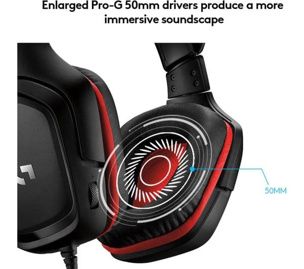LOGITECH G332 Gaming Headset - Black & Red - Image 2
