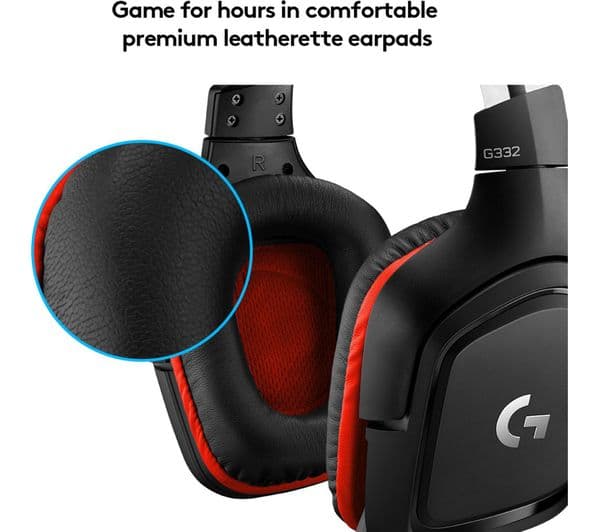 LOGITECH G332 Gaming Headset - Black & Red - Image 3