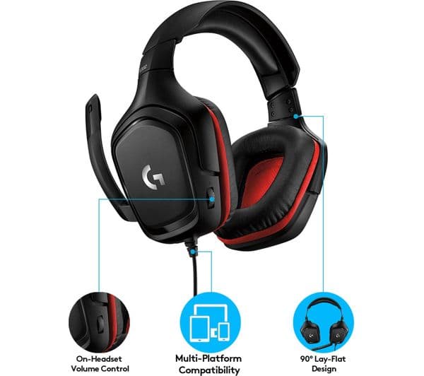 LOGITECH G332 Gaming Headset - Black & Red - Image 5