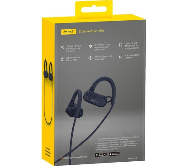 JABRA Elite Active 45e Wireless Bluetooth Sports Earphones - Navy - Image 3
