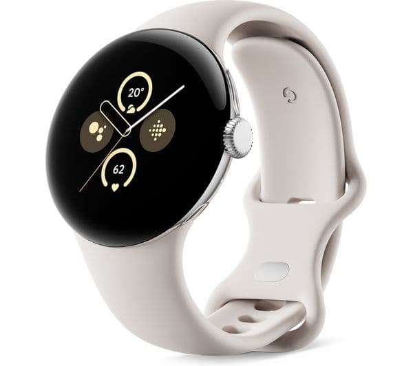 GOOGLE Pixel Watch 2 4G with Google Assistant - Silver, Porcelain Strap - Image 1