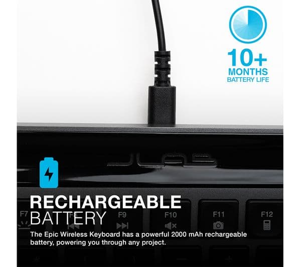 JLab Epic Wireless Keyboard Black - Image 3