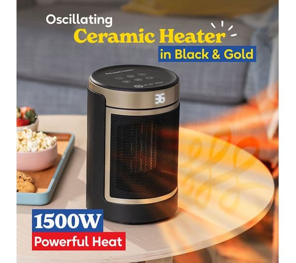 RUSSELL HOBBS RHCH2002G Ceramic Fan Heater - Black & Gold - Image 2