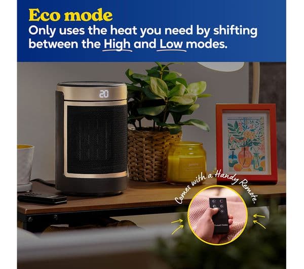 RUSSELL HOBBS RHCH2002G Ceramic Fan Heater - Black & Gold - Image 6