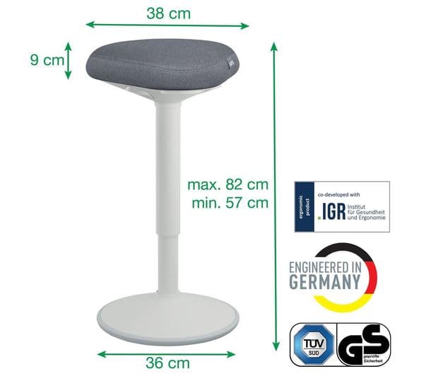 LEITZ Ergo Active Standing Stool - Grey - Image 9