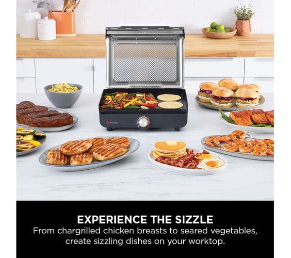 Ninja Sizzle GR101UK Indoor Grill & Flat Plate - Grey - Image 2
