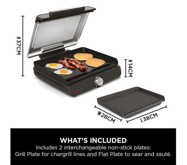 Ninja Sizzle GR101UK Indoor Grill & Flat Plate - Grey - Image 4