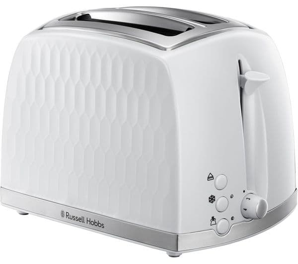 RUSSELL HOBBS Honeycomb 2-Slice Toaster - White - Image 1