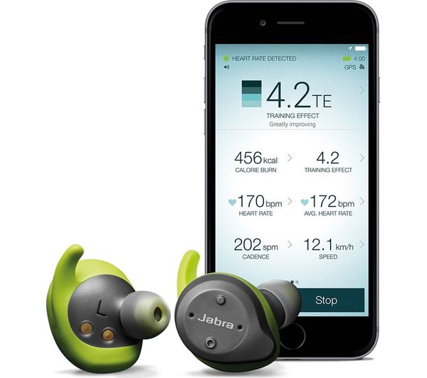 JABRA Elite Sport Wireless Bluetooth Headphones - Grey & Green - Image 3